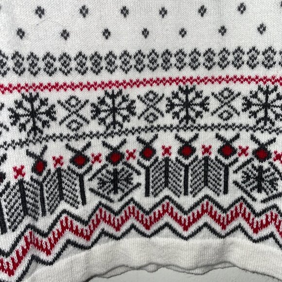 Breckenridge Womens SM White Nordic Snowflake Cotton Zip Sweater Fair Isle Knit - Picture 3 of 7